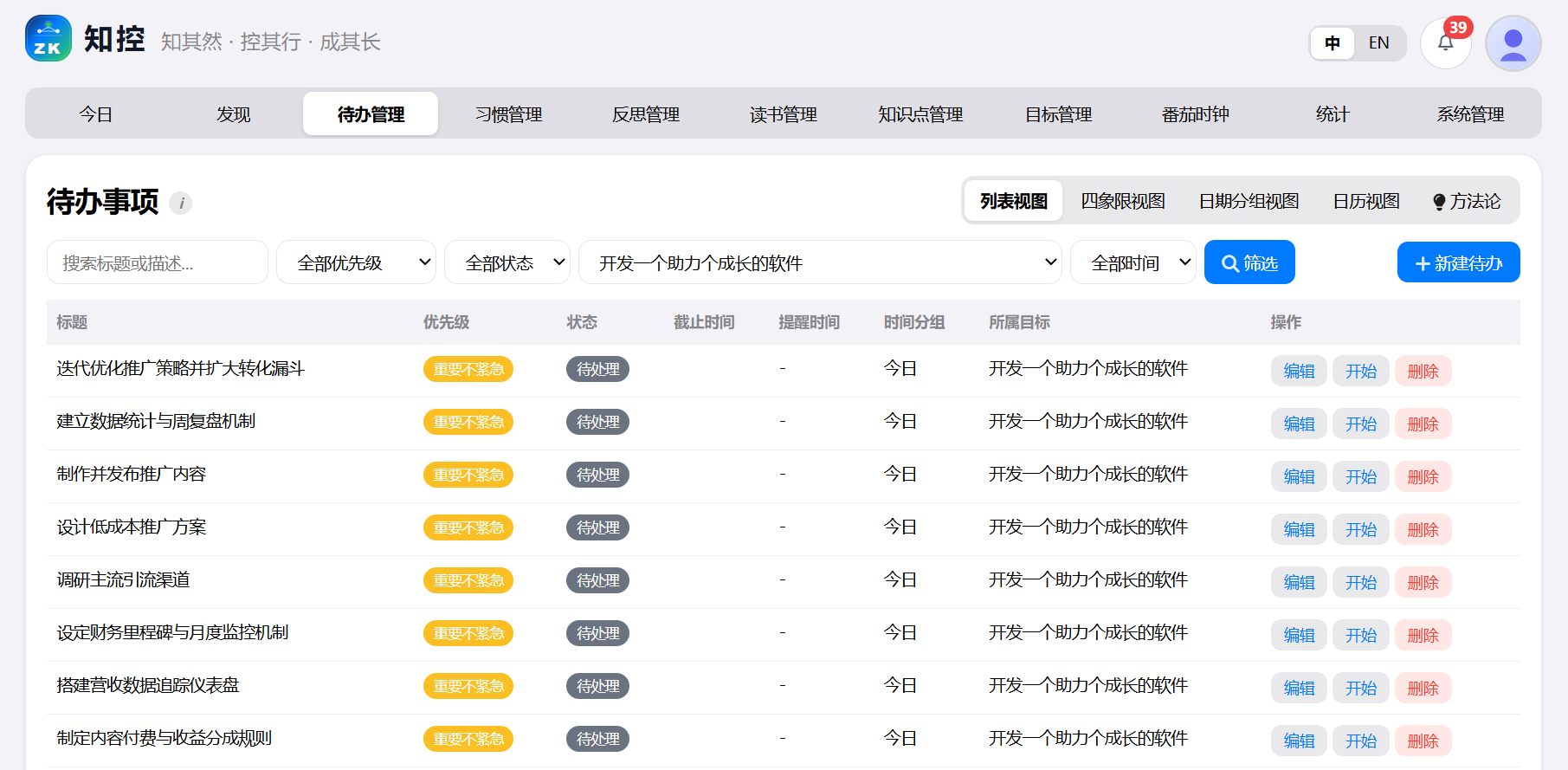 待办列表视图